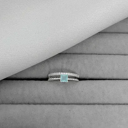ANEL ZIRC AZUL CLARO FIO CRAVEJADO