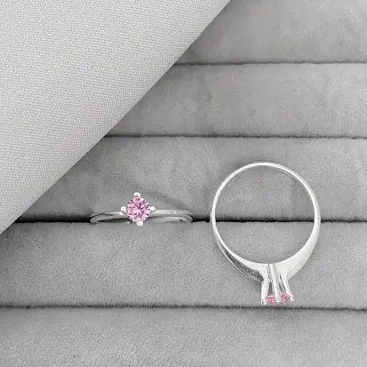 ANEL SOLITÁRIO ZIRCONIA ROSA 4MM