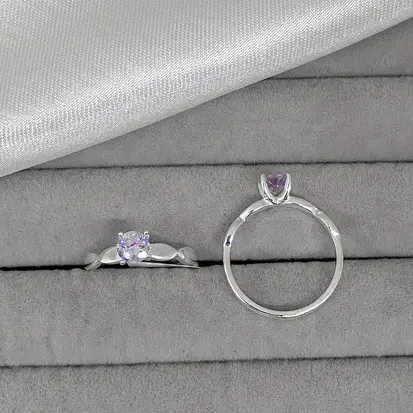 ANEL SOLITÁRIO ZIRCONIA LILÁS 5MM