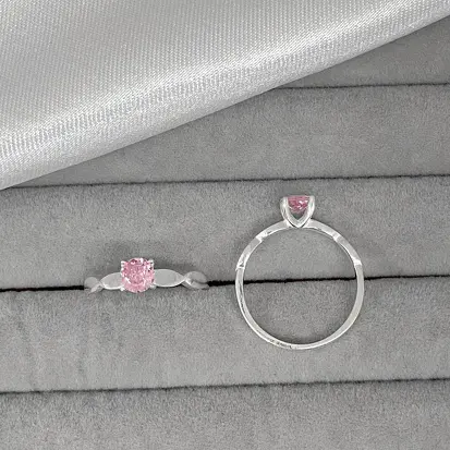 ANEL SOLITÁRIO ZIRCONIA ROSA 5MM
