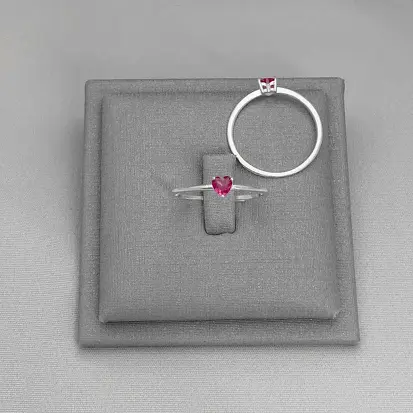 ANEL SOLITARIO CORAÇAO ROSA