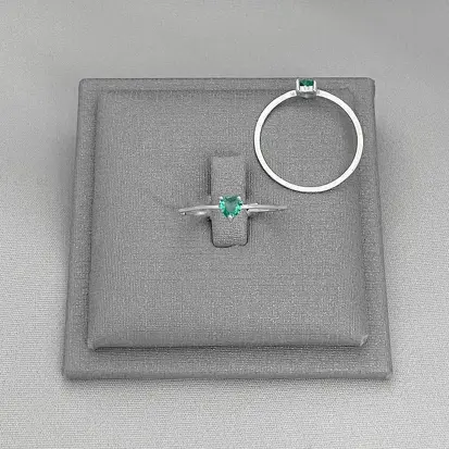 ANEL SOLITARIO CORAÇAO VERDE AGUA