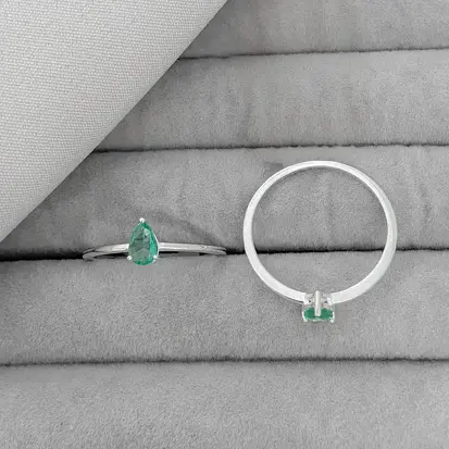 ANEL SOLITARIO GOTA VERDE AGUA