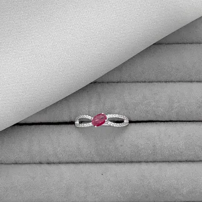 ANEL PEDRA ROSA FIOS CRAVEJADOS