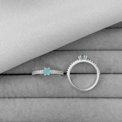 ANEL SOLITARIO CRAVEJADO AQUAMARINE