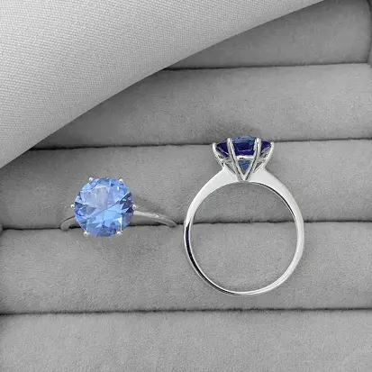 ANEL SOLITARIO ZIRCONIA AZUL 9 MM