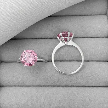 ANEL SOLITARIO ZIRCONIA ROSA 9 MM