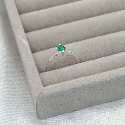 ANEL SOLITÁRIO ZIRCONIA VERDE 4MM