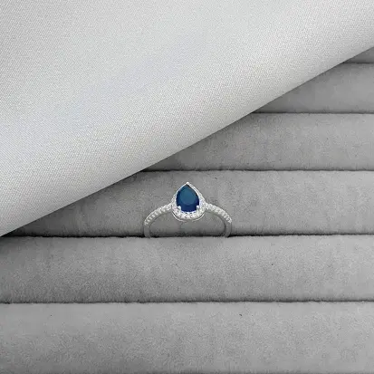 ANEL CRAVEJADO ZIRC GOTA AZUL