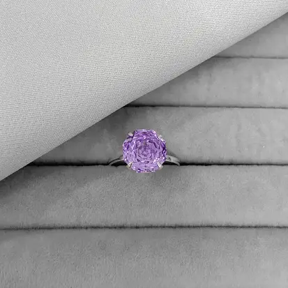 ANEL SOLITÁRIO LILÁS ROSA CUT 10MM
