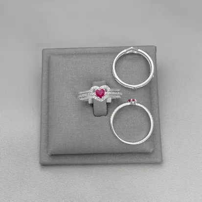 ANEL DUPLO SOLITÁRIO ROSA CRAV