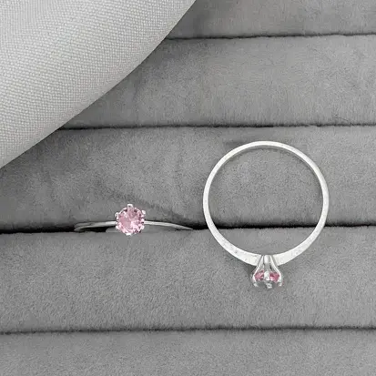 ANEL SOLITARIO 6 GARRAS ROSA 4MM