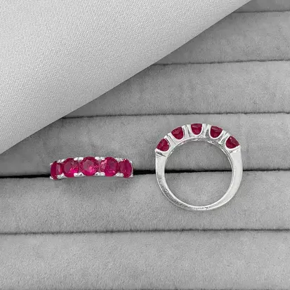 ANEL 5 ZIRCONIAS RUBI 5MM
