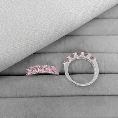 ANEL 5 ZIRCONIAS ROSA 5MM