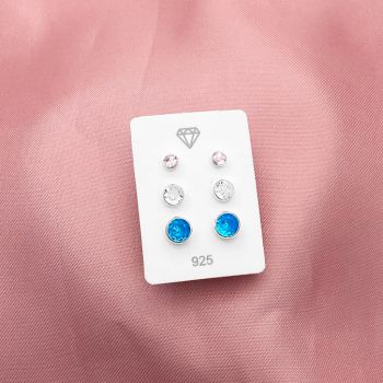 Trio Redondo Zirconia Embutida Colorida