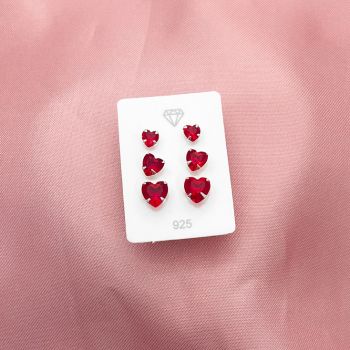 Trio Coração Zirconia Vermelho 345