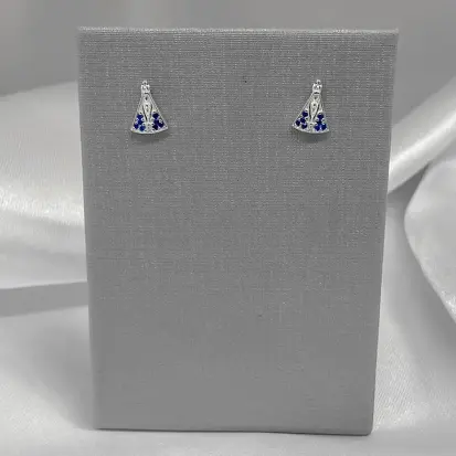 BRINCO MINI NOSSA SENHORA ZIRCONIA AZUL