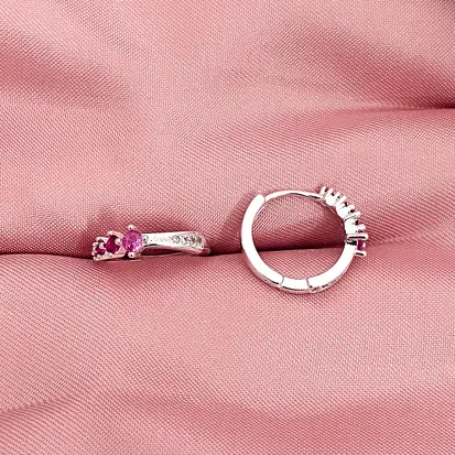 ARGOLA CLICK 4 ZIRCÔNIAS ROSA