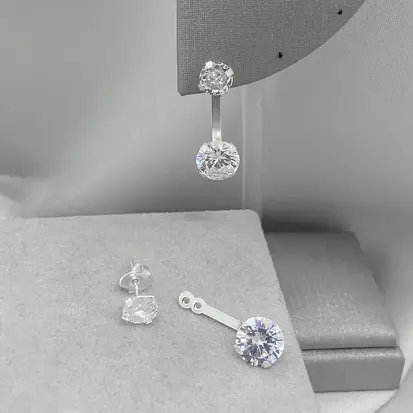 BRINCO REDONDO 2 ZIRCONIAS PENDURADAS 6X8MM