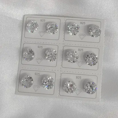 CARTELA 6 BRINCOS ZIRCÔNIA 9MM