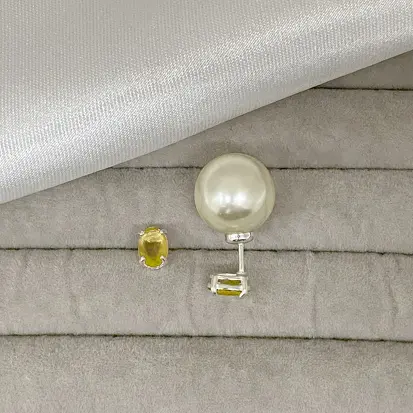 BRINCO ZIRCONIA OVAL PÉROLA REDONDA