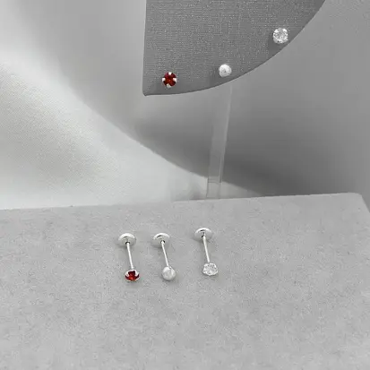 TRIO BABY ZIRC VERMELHO ZIRC CRISTAL BOLINHA