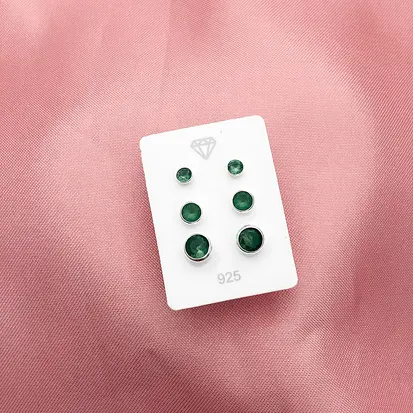 TRIO REDONDO ZIRC EMBUTIDA VERDE ESMERALDA