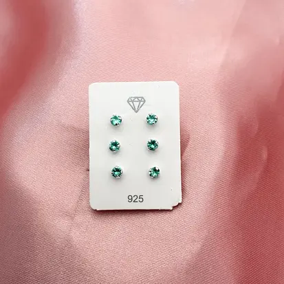 TRIO REDONDO ZIRCONIA TURQUESA COLORIDA 3MM