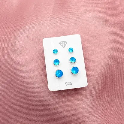 TRIO REDONDO ZIRCONIA EMBUTIDA AZUL