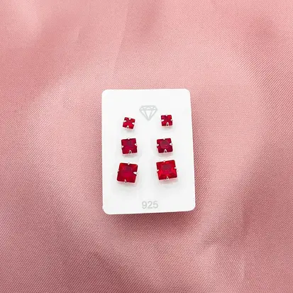 TRIO ZIRCONIA QUADRADA VERMELHO