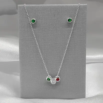 CONJUNTO 3 PEDRINHAS COLOR BRINCO VERDE ZIRC