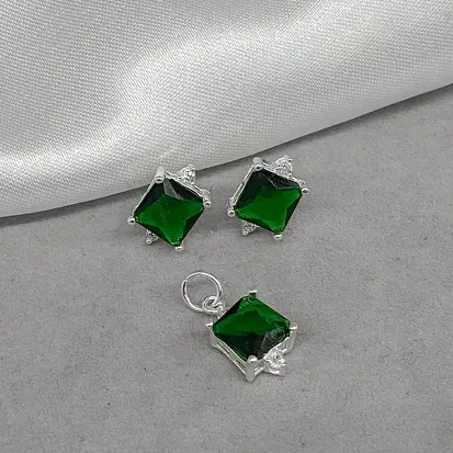 CONJUNTO ZIRCONIA VERDE QUADRADO
