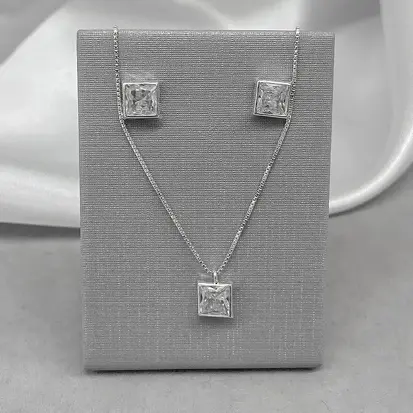 CONJUNTO ZIRCONIA QUADRADA CRISTAL