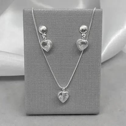CONJUNTO CORAÇÃO ZIRCÔNIA PENDURADO