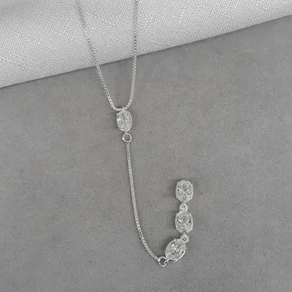 GARGANTILHA TERÇO 3 ZIRCONIAS PENDURADAS 45+5CM