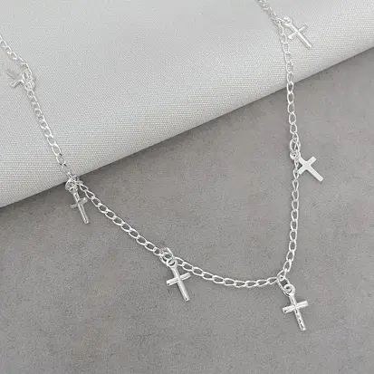 CHOKER 7 CRUZ INTERCALADAS PENDURADAS 35+5CM