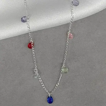 CHOKER ZIRCONIAS COLORIDAS PENDURADAS 35+5CM