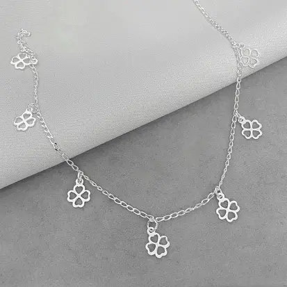 CHOKER TREVOS PENDURADOS 35+5CM