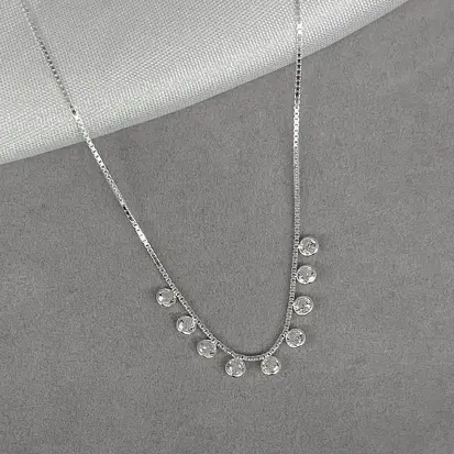 GARGANTILHA 9 ZIRCONIAS REDONDAS FIXAS 3MM