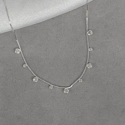 GARGANTILHA 9 ZIRCONIAS FIXAS DE 2 E 3MM INTERCALADAS