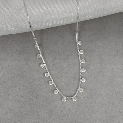 GARGANTILHA 15 ZIRCONIAS REDONDAS FIXAS 2MM