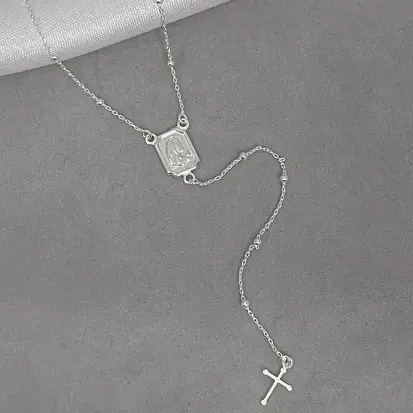 GARGANTILHA TERÇO SANTO CARTIER BOLINHAS 2MM/45CM