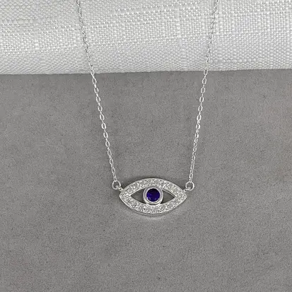 GARGANTILHA OLHO CRAVEJADO ZIRC AZUL
