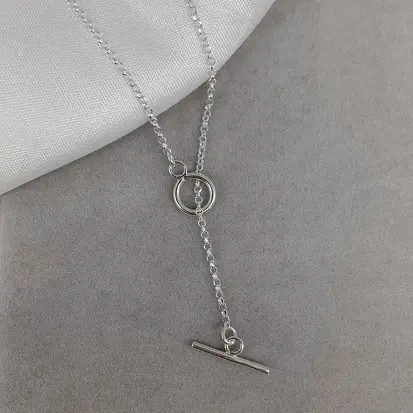 GARGANTILHA ELO P. DIAMANTADO FECHO EM T 45CM