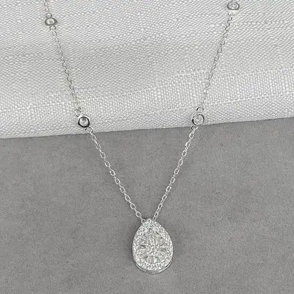 GARGANTILHA GOTA CRAVEJADO 4 ZIRCÔNIAS 40+5CM