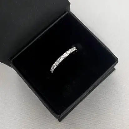 ANEL APARADOR MOISSANITE CRAVEJADO 2MM RODIO