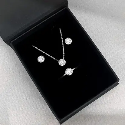 CONJUNTO MOISSANITE REDONDO CRAVEJADO 5MM