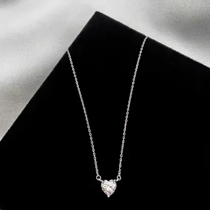 GARGANTILHA PONTO DE LUZ CORAÇAO MOISSANITE 7MM