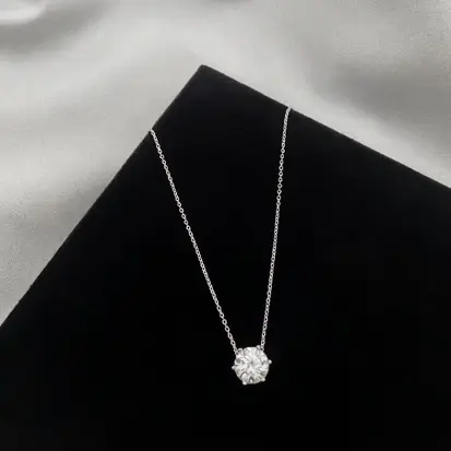 GARGANTILHA PONTO DE LUZ REDONDO G MOISSANITE 8MM