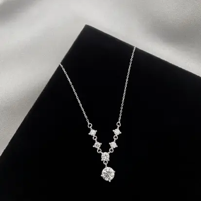 GARGANTILHA 6 PONTO DE LUZ REDONDO MOISSANITE 6X4MM